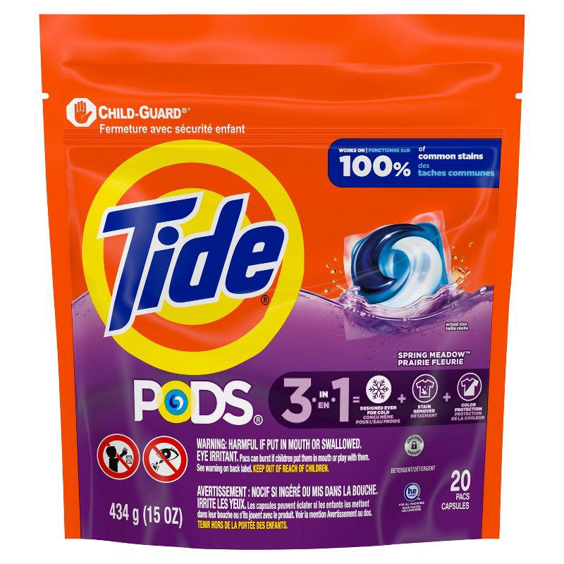 slide 12 of 13, Tide Spring Meadow HE Deep Cleaning Concentrated Laundry Detergent Pods 20 Pacs - 15oz, 15 oz