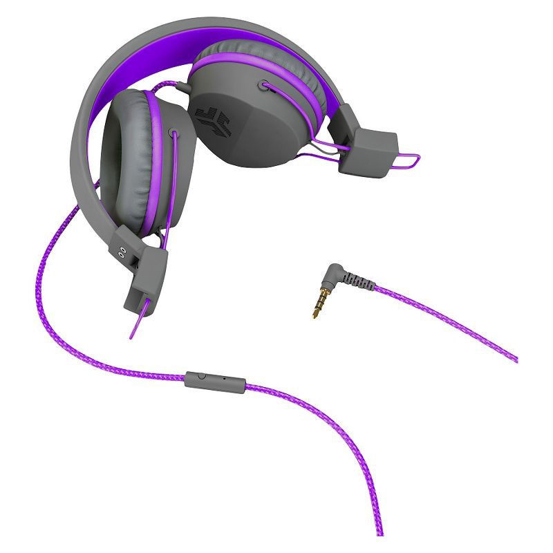 slide 2 of 4, JLab JBuddies Studio Wired Kids Headphone - Gray/Purple, 1 ct