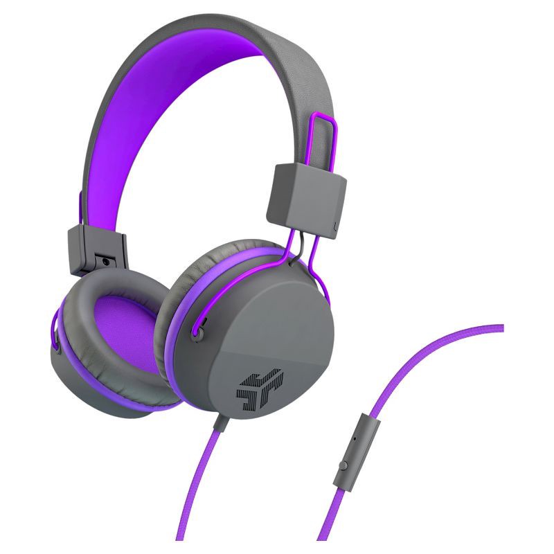 slide 1 of 4, JLab JBuddies Studio Wired Kids Headphone - Gray/Purple, 1 ct