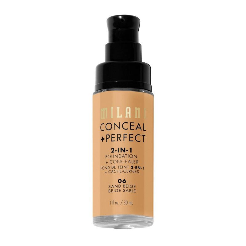 slide 4 of 6, Milani Conceal + Perfect 2-in-1 Foundation + Concealer - 06 Sand Beige - 1fl oz, 1 fl oz