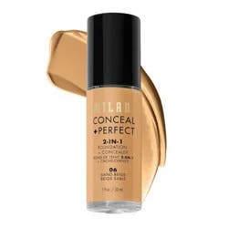 Milani Conceal + Perfect 2-in-1 Foundation + Concealer - 06 Sand Beige - 1fl oz: Liquid, Finish, Paraben-Free, For Normal to Dry Skin