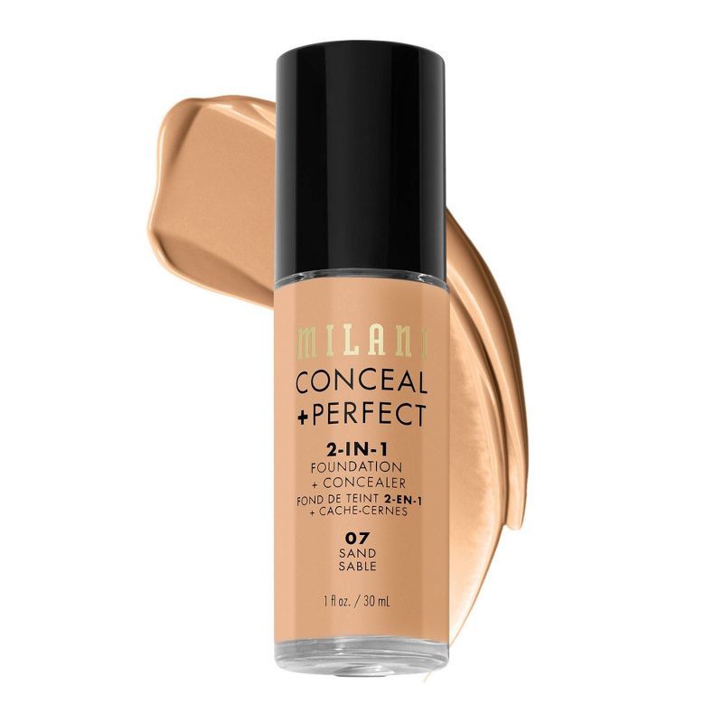 slide 1 of 6, Milani Conceal + Perfect 2-in-1 Foundation + Concealer - 07 Sand - 1fl oz, 1 fl oz