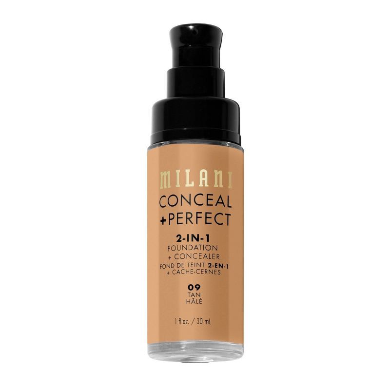 slide 4 of 6, Milani Conceal + Perfect 2-in-1 Foundation + Concealer - 09 Tan - 1fl oz, 1 fl oz