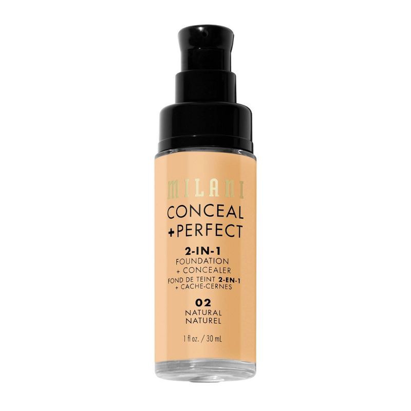 slide 4 of 6, Milani Conceal + Perfect 2-in-1 Foundation + Concealer - 02 Natural - 1 fl oz, 1 fl oz