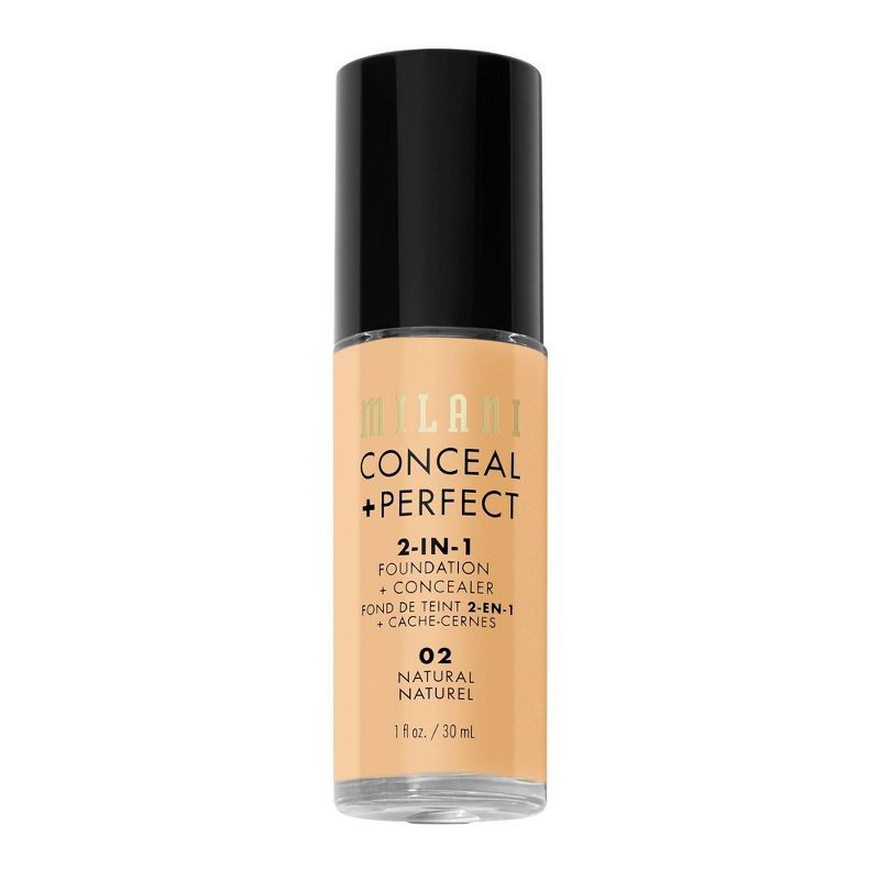 slide 5 of 6, Milani Conceal + Perfect 2-in-1 Foundation + Concealer - 02 Natural - 1 fl oz, 1 fl oz