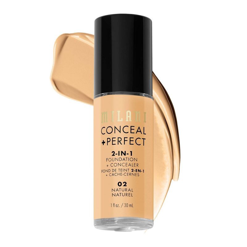 slide 1 of 6, Milani Conceal + Perfect 2-in-1 Foundation + Concealer - 02 Natural - 1 fl oz, 1 fl oz