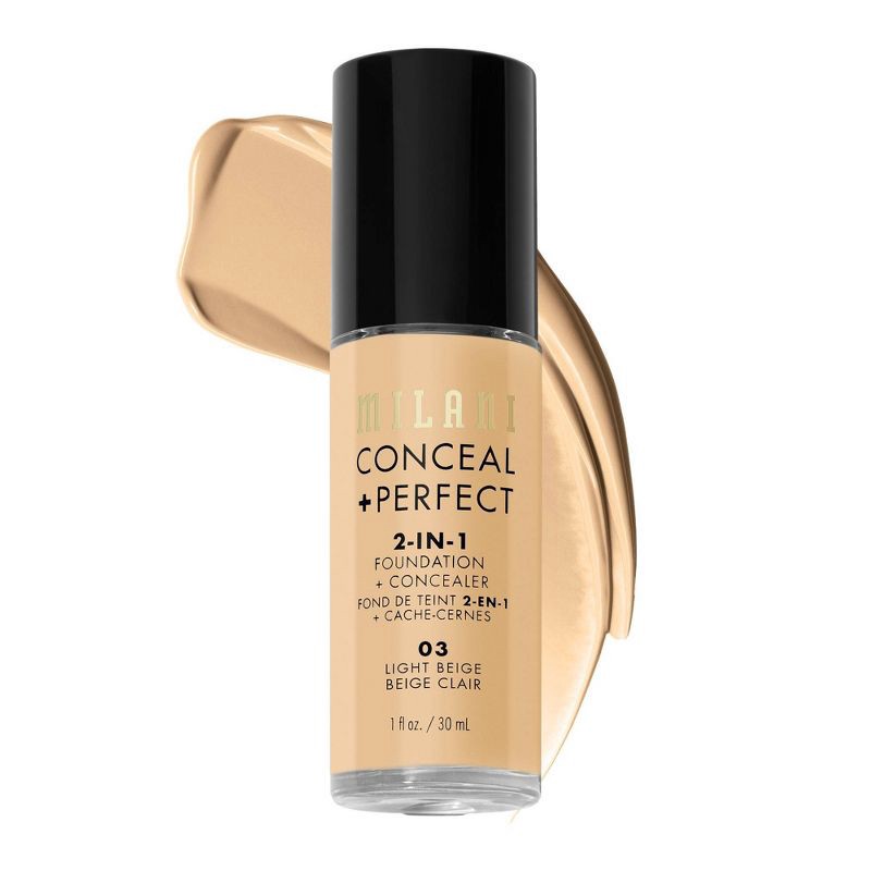 slide 1 of 6, Milani Conceal + Perfect 2-in-1 Foundation + Concealer - 03 Light Beige - 1 fl oz, 1 fl oz