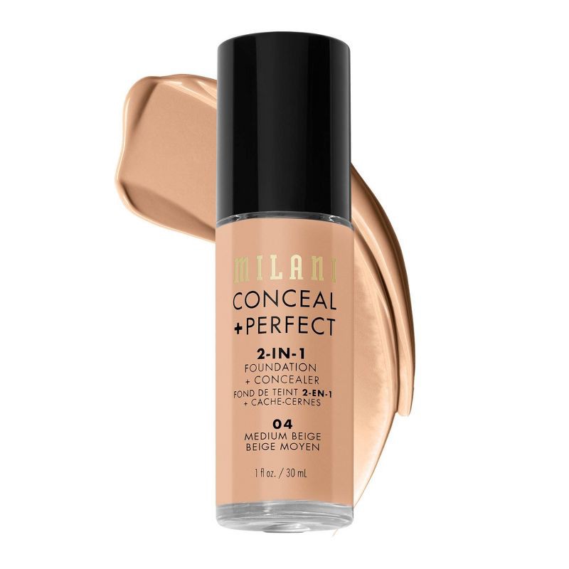 slide 1 of 6, Milani Conceal + Perfect 2-in-1 Foundation + Concealer - 04 Medium Beige - 1 fl oz, 1 fl oz