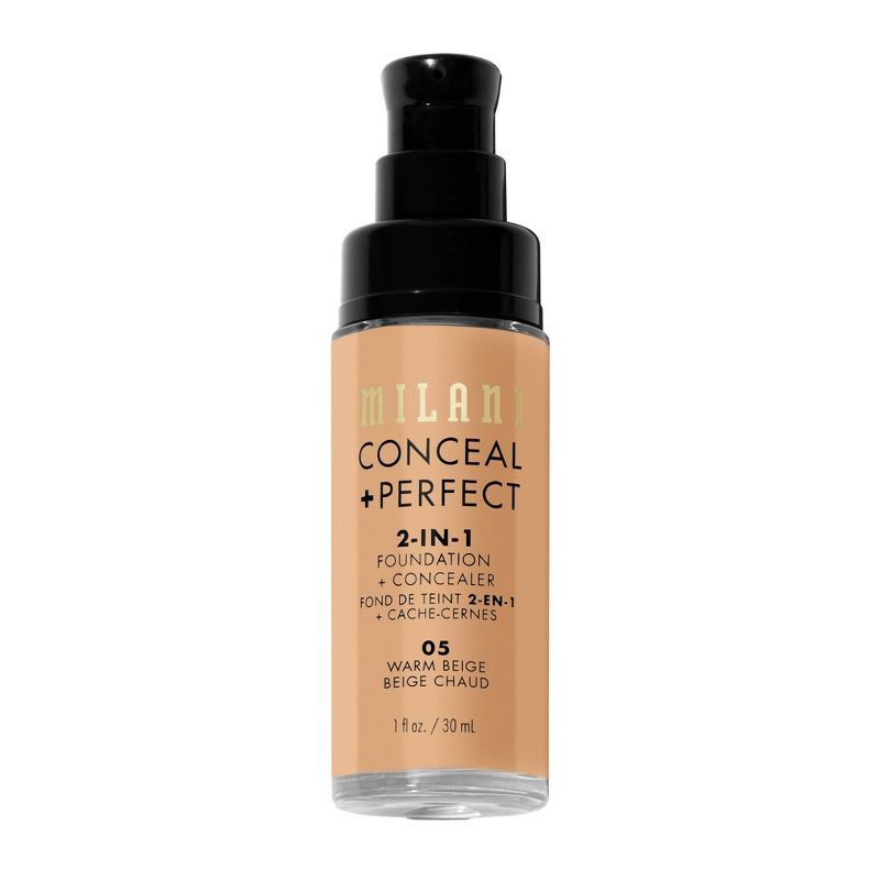 slide 4 of 6, Milani Conceal + Perfect 2-in-1 Foundation + Concealer - 05 Warm Beige - 1fl oz, 1 fl oz