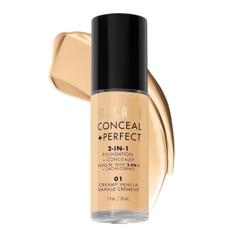 slide 1 of 6, Milani Conceal + Perfect 2-in-1 Foundation + Concealer - 01 Creamy Vanilla - 1 fl oz, 1 fl oz