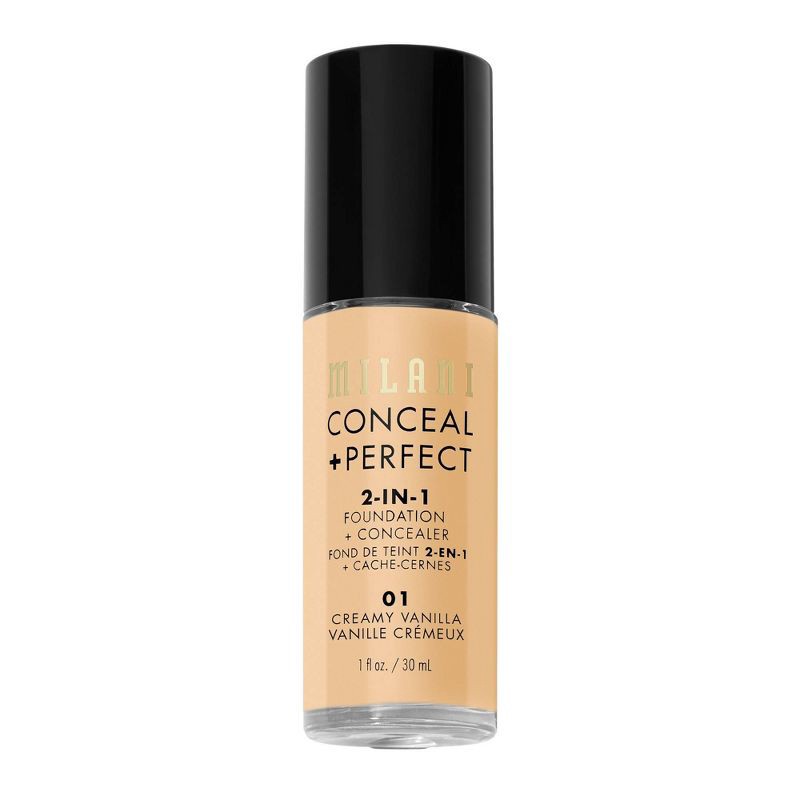 slide 5 of 6, Milani Conceal + Perfect 2-in-1 Foundation + Concealer - 01 Creamy Vanilla - 1 fl oz, 1 fl oz