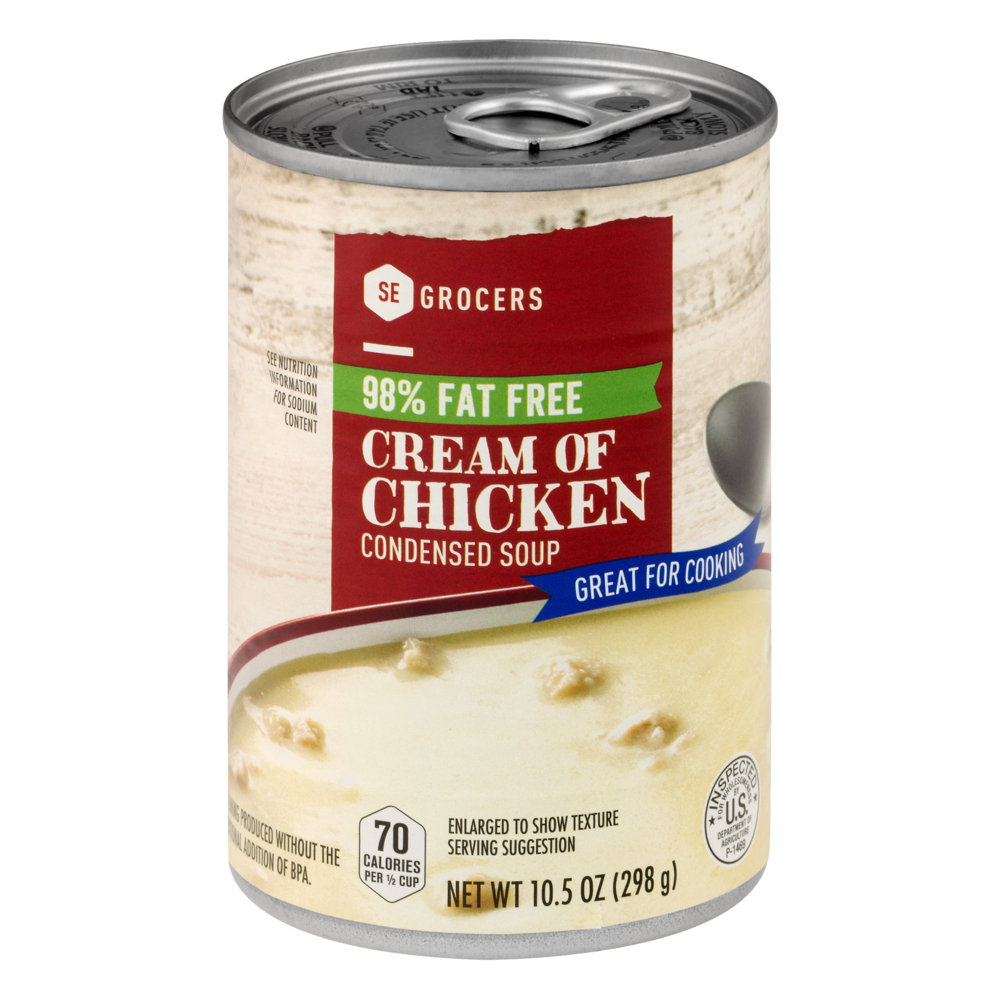 slide 1 of 1, SE Grocers 98% Fat Free Cream of Chicken Condensed Soup, 10.5 oz