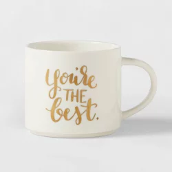 15oz Stoneware You're The Best Stackable Mug White/Gold - Threshold