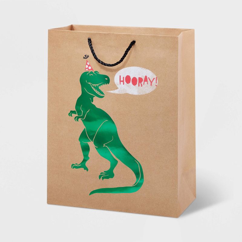 slide 1 of 3, Medium Gift Bag Birthday T-Rex Hooray - Spritz™, 1 ct