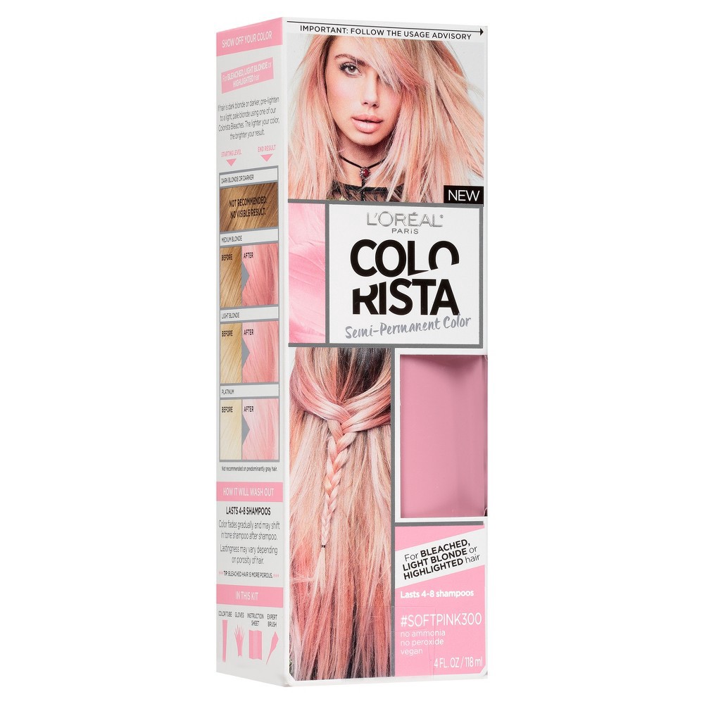 slide 3 of 8, L'Oreal Paris Colorista Semi-Permanent Temporary Hair Color - Light Blonde/Soft Pink - 4 fl oz, 4 fl oz