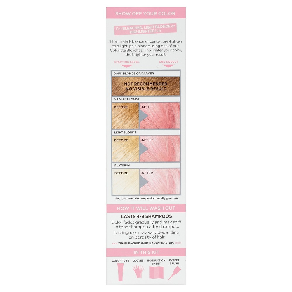 slide 7 of 8, L'Oreal Paris Colorista Semi-Permanent Temporary Hair Color - Light Blonde/Soft Pink - 4 fl oz, 4 fl oz