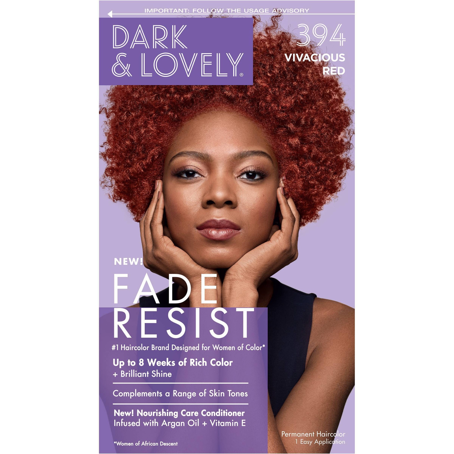 slide 1 of 7, Dark and Lovely Fade Resist Permanent Hair Color - 394 Vivacious Red, 1 ct