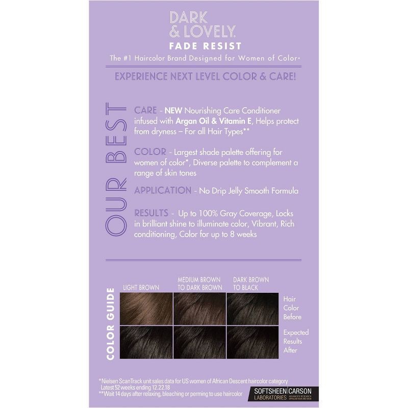 slide 2 of 6, Dark and Lovely Fade Resist Permanent Hair Color - 371 Jet Black, 1 ct