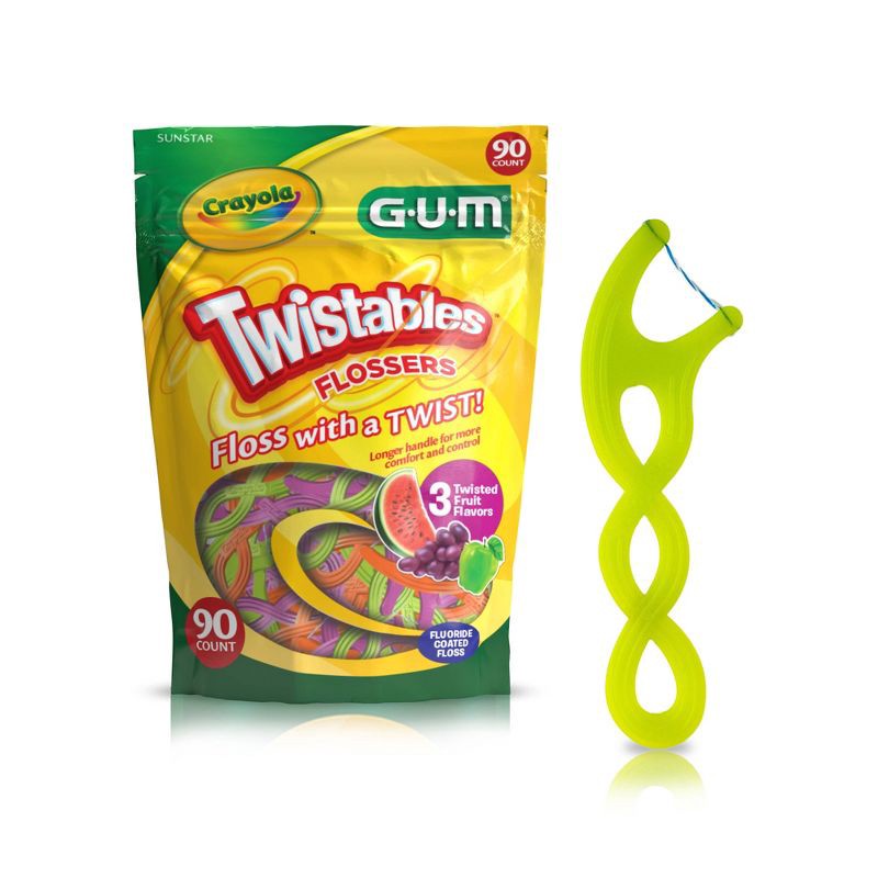 slide 1 of 1, GUM Crayola Twistables Fluoride Flosser - 90ct, 90 ct