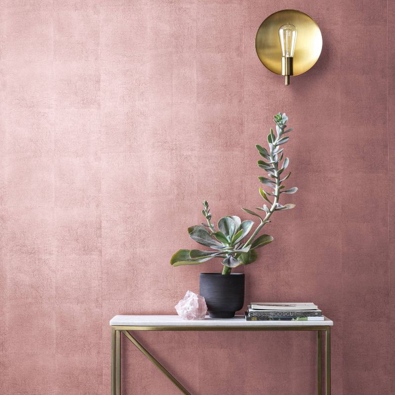 slide 3 of 4, Metallic Leaf Peel & Stick Wallpaper Pink - Project 62™, 1 ct