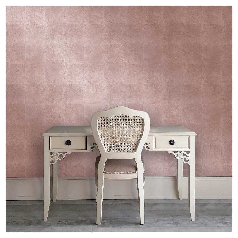 slide 2 of 4, Metallic Leaf Peel & Stick Wallpaper Pink - Project 62™, 1 ct