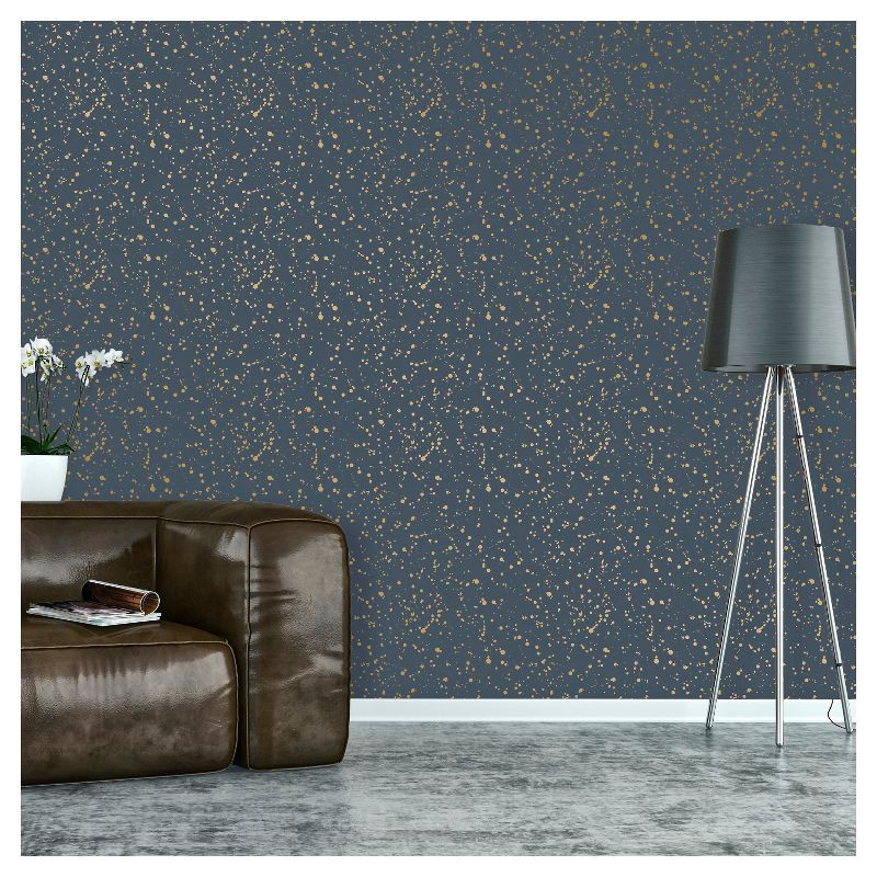 slide 3 of 7, Celestial Peel & Stick Wallpaper Navy/Gold - Opalhouse™: Removable Vinyl, Self-Adhesive, Stain-Resistant, 27.5 Sq Ft Coverage, 27.5 sq ft