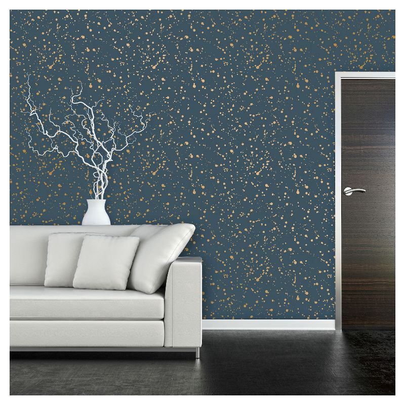 slide 4 of 7, Celestial Peel & Stick Wallpaper Navy/Gold - Opalhouse™: Removable Vinyl, Self-Adhesive, Stain-Resistant, 27.5 Sq Ft Coverage, 27.5 sq ft