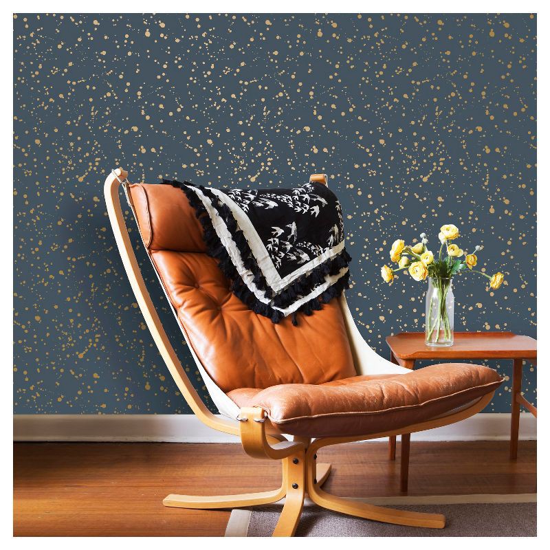slide 5 of 7, Celestial Peel & Stick Wallpaper Navy/Gold - Opalhouse™: Removable Vinyl, Self-Adhesive, Stain-Resistant, 27.5 Sq Ft Coverage, 27.5 sq ft