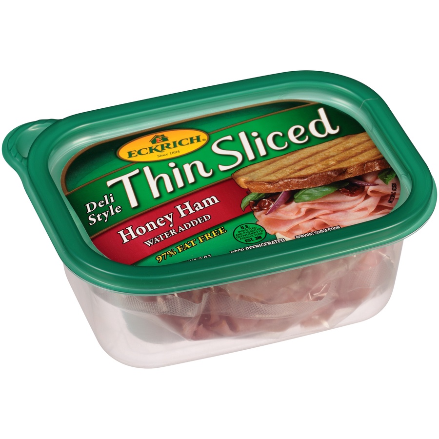 slide 6 of 8, Eckrich Deli Style Thin Sliced Honey Ham Water Added, 7 oz