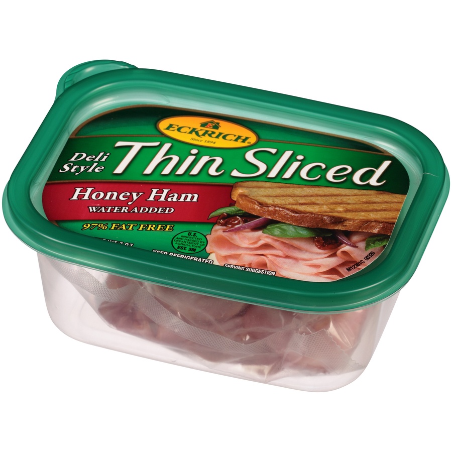 slide 7 of 8, Eckrich Deli Style Thin Sliced Honey Ham Water Added, 7 oz