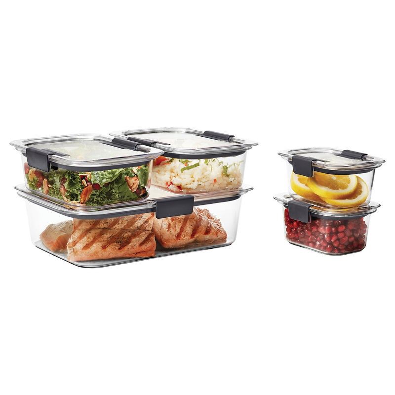 slide 2 of 8, Rubbermaid 10pc Brilliance Leak Proof Food Storage Containers with Airtight Lids: BPA-Free, Microwave & Freezer Safe, 10 ct