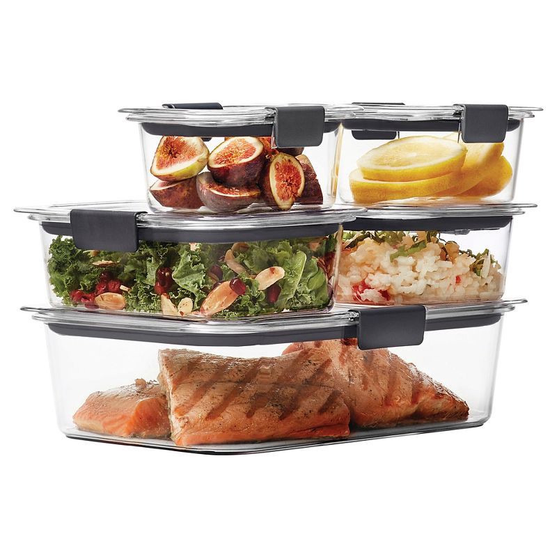 slide 3 of 8, Rubbermaid 10pc Brilliance Leak Proof Food Storage Containers with Airtight Lids: BPA-Free, Microwave & Freezer Safe, 10 ct