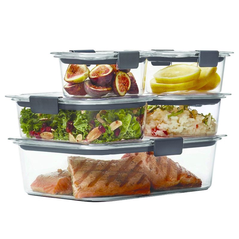 slide 1 of 8, Rubbermaid 10pc Brilliance Leak Proof Food Storage Containers with Airtight Lids: BPA-Free, Microwave & Freezer Safe, 10 ct