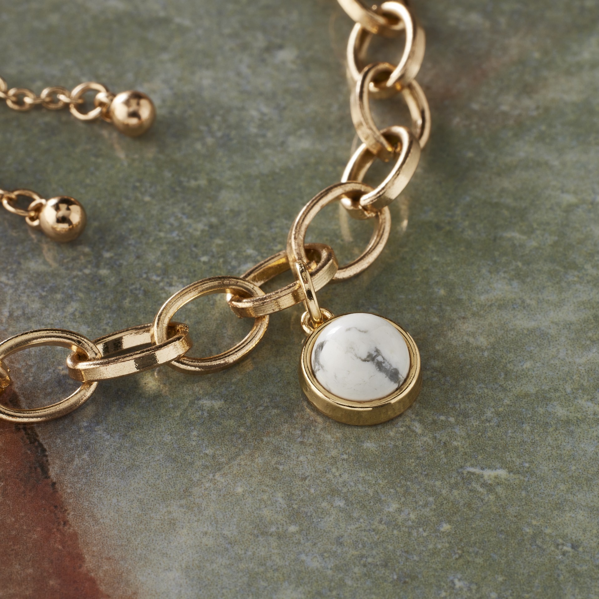 slide 2 of 3, Round White Howlite Charm By Bead Landing, 10 mm charm diameter