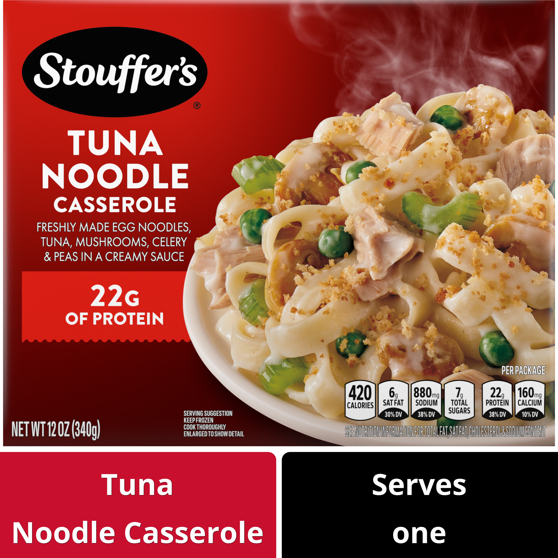 slide 1 of 8, Stouffer's Tuna Noodle Casserole Frozen Meal, 12 oz