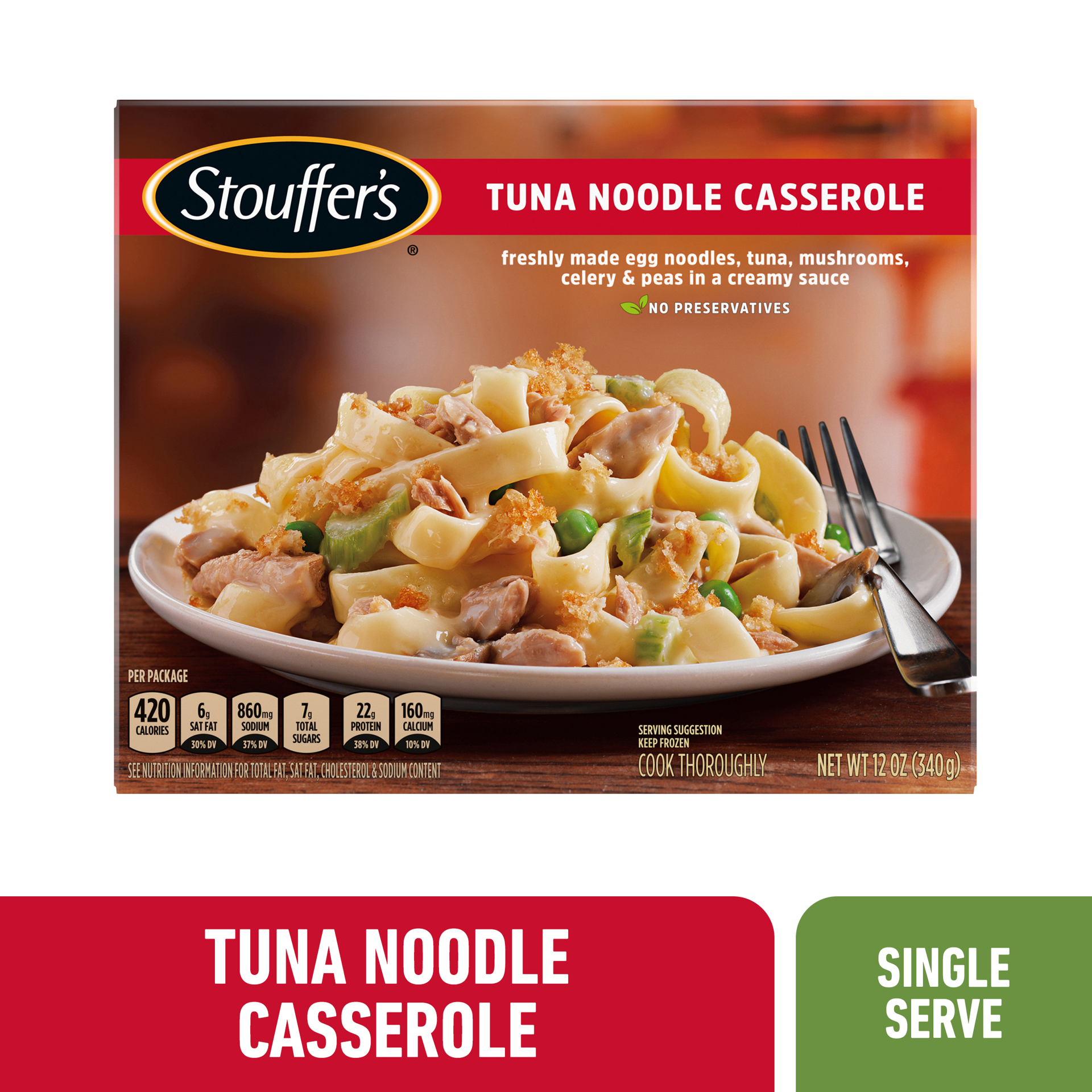 slide 1 of 8, Stouffer's Tuna Noodle Casserole Frozen Meal, 12 oz