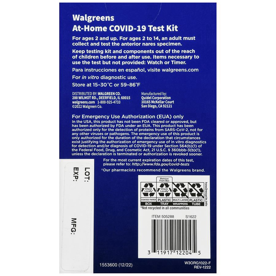 slide 3 of 5, Walgreens COVID-19 Antigen Test Kit, 2 ct