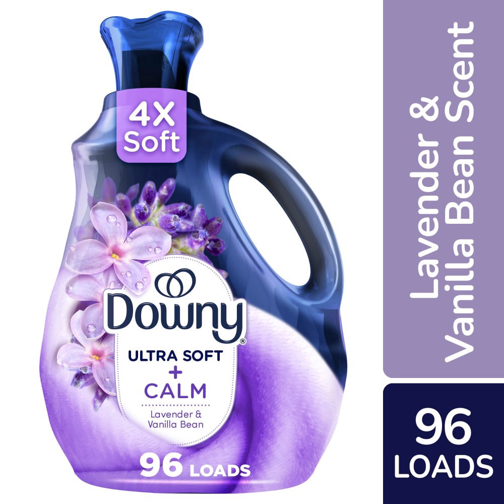 slide 2 of 6, Downy Ultra Soft Fabric Softener Liquid, Calm, Lavender and Vanilla Bean, 64 fl oz, 96 Loads, 64 fl oz