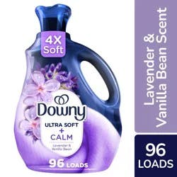 Downy Ultra Soft Fabric Softener Liquid, Calm, Lavender and Vanilla Bean, 64 fl oz, 96 Loads