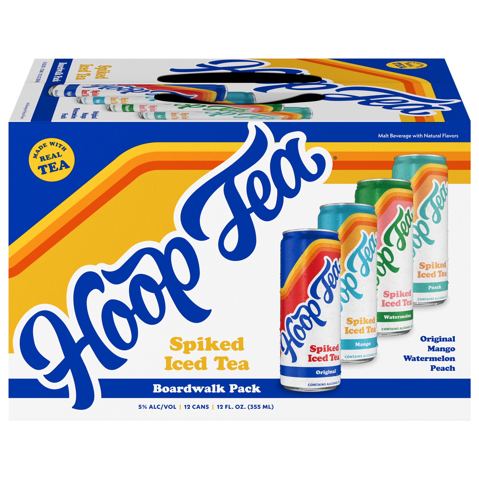 slide 2 of 3, Hoop Tea Iced Tea Spiked Beer Boardwalk Pack 12 - 12 fl oz Cans, 144 fl oz