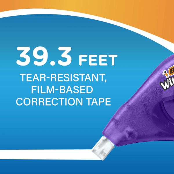 slide 2 of 10, BIC Wite-Out EZ Correction Tape, 478-13/16"", White, Pack Of 18 Dispensers, 18 ct
