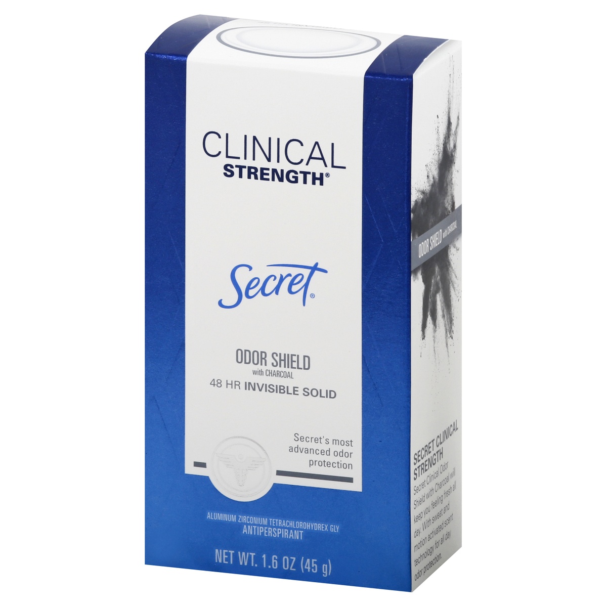 slide 3 of 9, Secret Clinical Strength Odor Shield Invisible Solid Antiperspirant & Deodorant with Charcoal, 1.6 oz