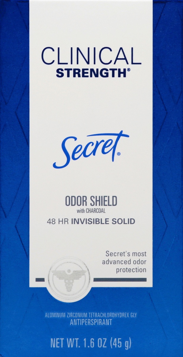 slide 6 of 9, Secret Clinical Strength Odor Shield Invisible Solid Antiperspirant & Deodorant with Charcoal, 1.6 oz