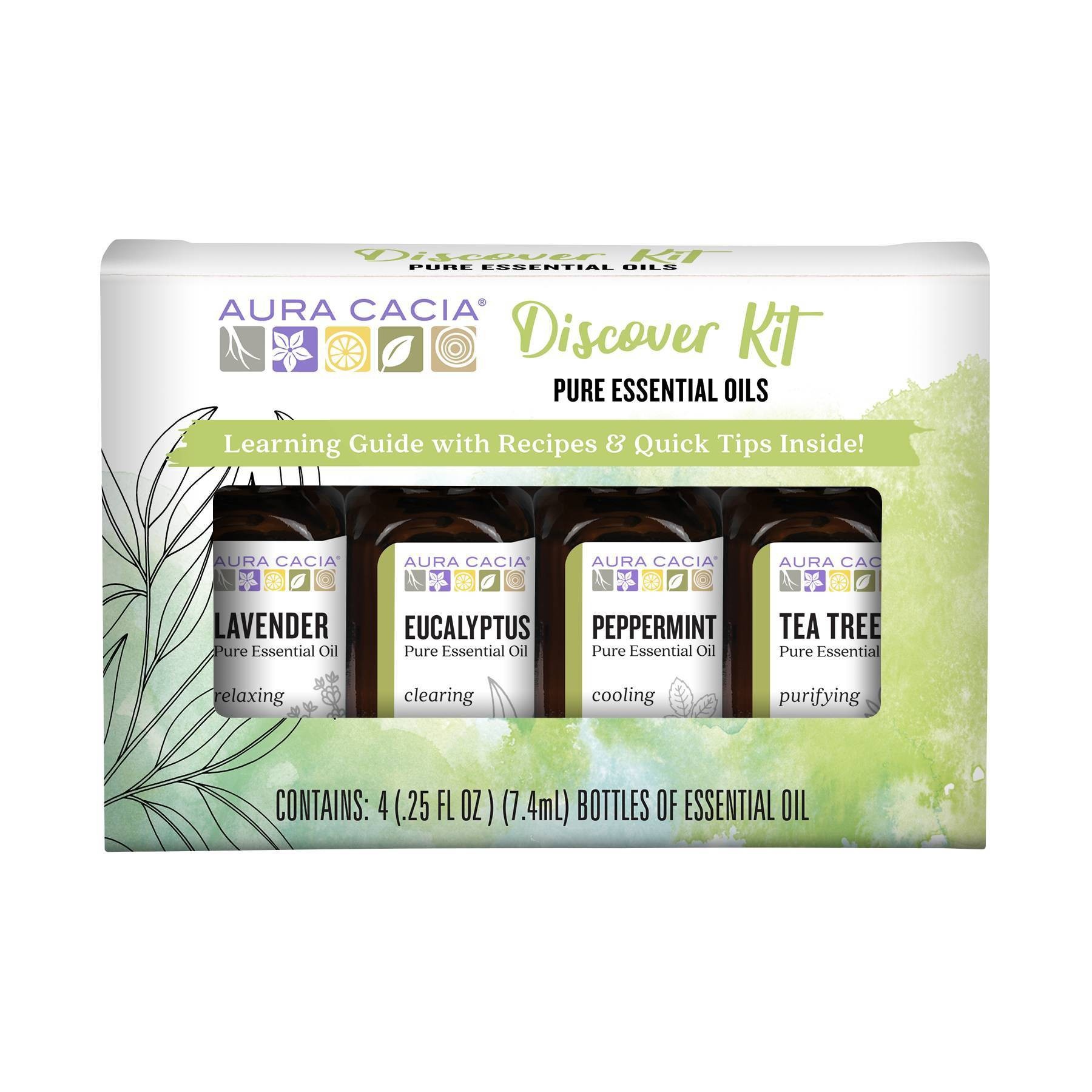 slide 1 of 6, Aura Cacia Discover Essential Oils Kit - 4ct/0.25 fl oz, 4 ct, 0.25 fl oz