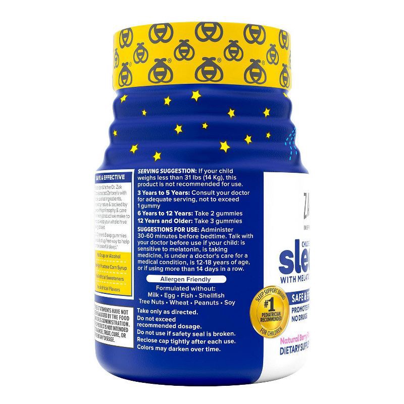 slide 2 of 9, Zarbee's Kid's Sleep Gummies with Melatonin, Drug-Free, Non-Habit Forming - Natural Berry - 50ct, 50 ct