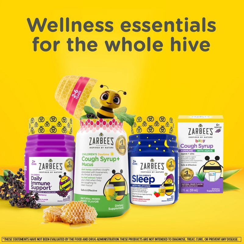 slide 7 of 8, Zarbee's Kid's Sleep Gummies with Melatonin, Drug-Free, Non-Habit Forming - Natural Berry - 50ct, 50 ct