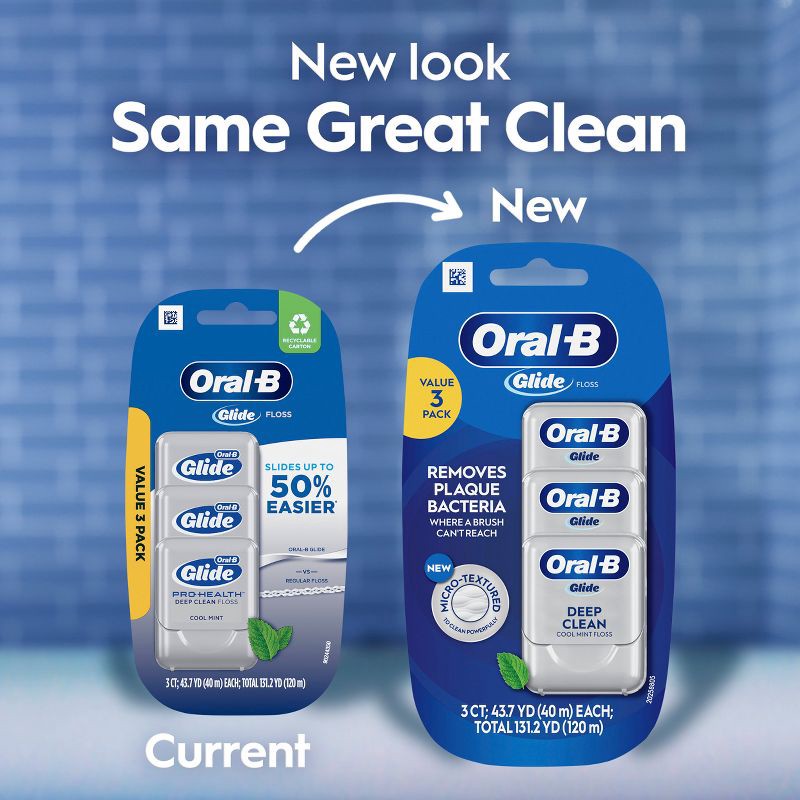 slide 9 of 9, Oral-B Glide Pro-Health Deep Clean Dental Floss, Cool Mint - 3pk, 3 ct