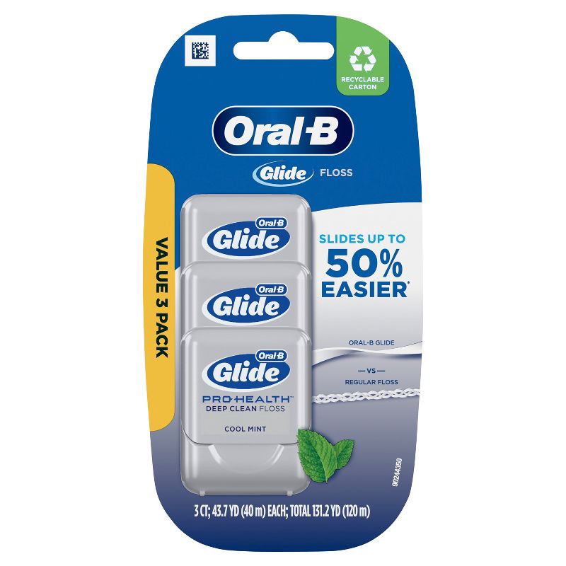 slide 1 of 10, Oral-B Glide Pro-Health Deep Clean Dental Floss, Cool Mint - 3pk, 3 ct