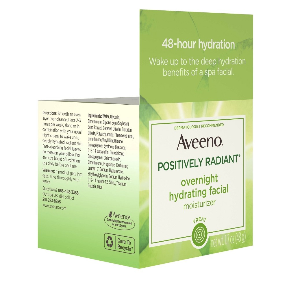 slide 4 of 8, Aveeno Active Naturals Positively Radiant Overnight Hydrating Facial Moisturizer, 1.7 oz