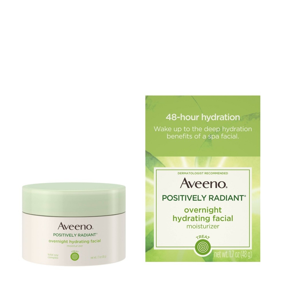 slide 7 of 8, Aveeno Active Naturals Positively Radiant Overnight Hydrating Facial Moisturizer, 1.7 oz